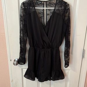 Black lace long sleeve bebe romper NWOT